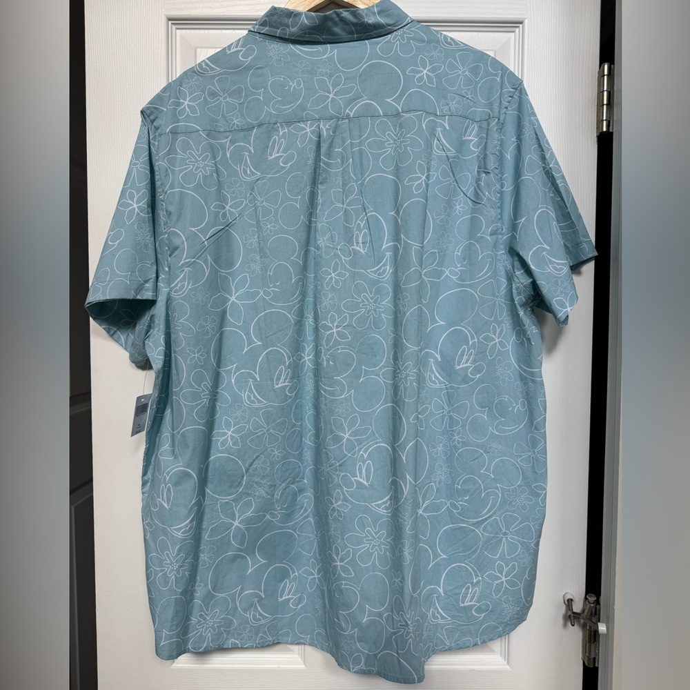 Disney Men's Teal Mickey Mouse Pattern Shirt - Picture 2 of 4